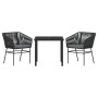 Conjunto de Comedor de Jardín 3 pcs Negro Poliratán