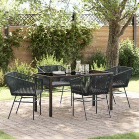 Conjunto de Comedor de Jardín 5 pcs Negro Poliratán