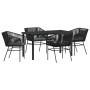 Conjunto de Comedor de Jardín 5 pcs Negro Poliratán