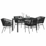 Conjunto de Comedor de Jardín 5 pcs Negro Poliratán
