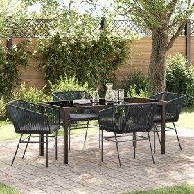 Conjunto de Comedor de Jardín 5 pcs Negro Poliratán