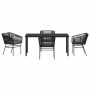 Conjunto de Comedor de Jardín 5 pcs Negro Poliratán