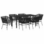 Conjunto de Comedor de Jardín 7 pcs Negro Poliratán