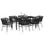 Conjunto de Comedor de Jardín 7 pcs Negro Poliratán