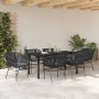 Conjunto de Comedor de Jardín 7 pcs Negro Poliratán