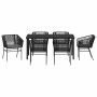 Conjunto de Comedor de Jardín 7 pcs Negro Poliratán