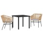 Conjunto de Comedor de Jardín 3 pcs Marrón Poliratán