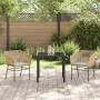 Conjunto de Comedor de Jardín 3 pcs Marrón Poliratán