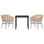 Conjunto de Comedor de Jardín 3 pcs Marrón Poliratán