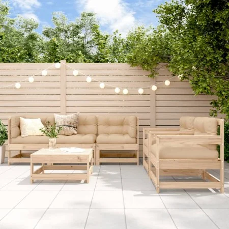 Juego de muebles de jardín 6 piezas y cojines madera maciza de vidaXL, Conjuntos de jardín - Ref: Foro24-3185815, Precio: 463...