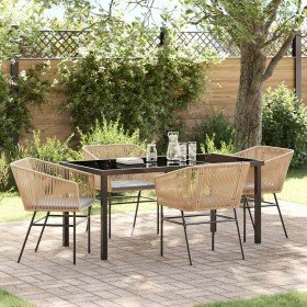 Conjunto de Comedor de Jardín 5 pcs Marrón Poliratán