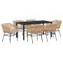 Conjunto de Comedor de Jardín 7 pcs Marrón Poliratán