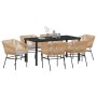 Conjunto de Comedor de Jardín 7 pcs Marrón Poliratán