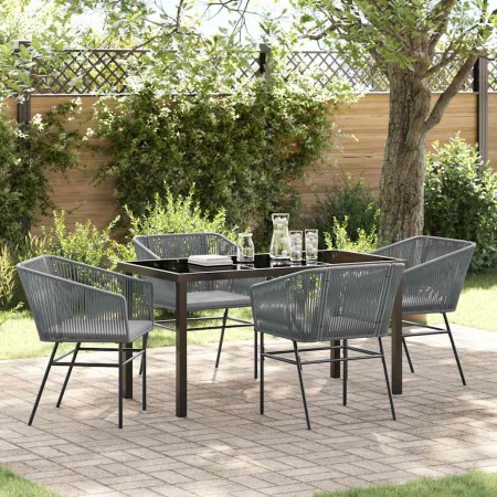 Conjunto de Comedor de Jardín 5 pcs Gris Poliratán
