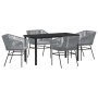 Conjunto de Comedor de Jardín 5 pcs Gris Poliratán