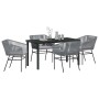 Conjunto de Comedor de Jardín 5 pcs Gris Poliratán