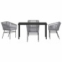 Conjunto de Comedor de Jardín 5 pcs Gris Poliratán