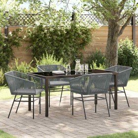 Conjunto de Comedor de Jardín 5 pcs Gris Poliratán