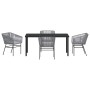Conjunto de Comedor de Jardín 5 pcs Gris Poliratán