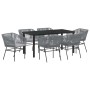 Conjunto de Comedor de Jardín 7 pcs Gris Poliratán