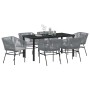 Conjunto de Comedor de Jardín 7 pcs Gris Poliratán