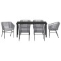 Conjunto de Comedor de Jardín 7 pcs Gris Poliratán