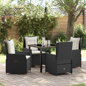 Conjunto de Comedor de Jardín 5 pcs Negro ratán sintético
