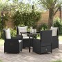 Conjunto de Comedor de Jardín 5 pcs Negro ratán sintético