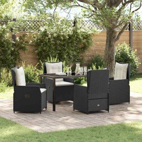 Conjunto de Comedor de Jardín 5 pcs Negro ratán sintético