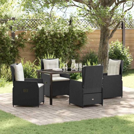 Conjunto de Comedor de Jardín 5 pcs Negro ratán sintético