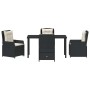 Conjunto de Comedor de Jardín 5 pcs Negro ratán sintético
