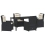 Conjunto de Comedor de Jardín 5 pcs Negro ratán sintético