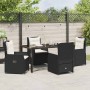 Conjunto de Comedor de Jardín 5 pcs Negro ratán sintético