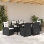 Conjunto de Comedor de Jardín 7 pcs Negro ratán sintético