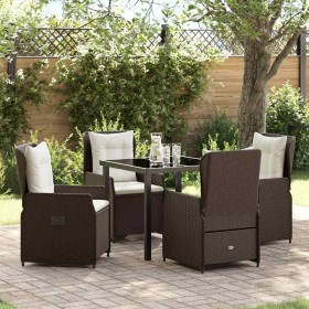 Conjunto de Comedor de Jardín 5 pcs Marrón ratán sintético