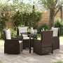 Conjunto de Comedor de Jardín 5 pcs Marrón ratán sintético