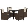 Conjunto de Comedor de Jardín 5 pcs Marrón ratán sintético