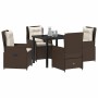 Conjunto de Comedor de Jardín 5 pcs Marrón ratán sintético