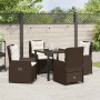 Conjunto de Comedor de Jardín 5 pcs Marrón ratán sintético