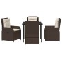 Conjunto de Comedor de Jardín 5 pcs Marrón ratán sintético