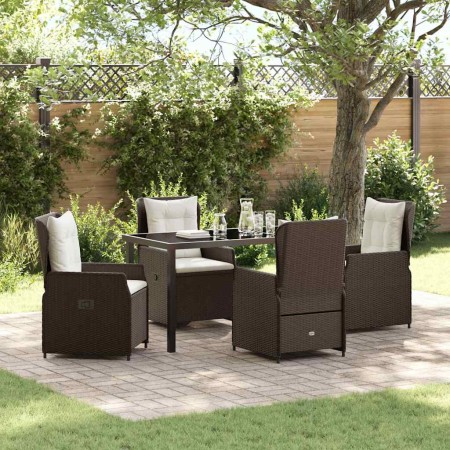 Conjunto de Comedor de Jardín 5 pcs Marrón ratán sintético