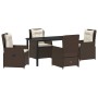 Conjunto de Comedor de Jardín 5 pcs Marrón ratán sintético