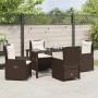 Conjunto de Comedor de Jardín 5 pcs Marrón ratán sintético