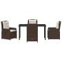 Conjunto de Comedor de Jardín 5 pcs Marrón ratán sintético