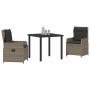 Conjunto de Comedor de Jardín 3 pcs Gris ratán sintético