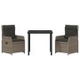 Conjunto de Comedor de Jardín 3 pcs Gris ratán sintético