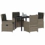 Conjunto de Comedor de Jardín 5 pcs Gris ratán sintético