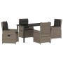 Conjunto de Comedor de Jardín 5 pcs Gris ratán sintético