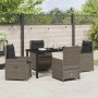 Conjunto de Comedor de Jardín 5 pcs Gris ratán sintético