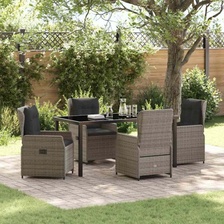 Conjunto de Comedor de Jardín 5 pcs Gris ratán sintético